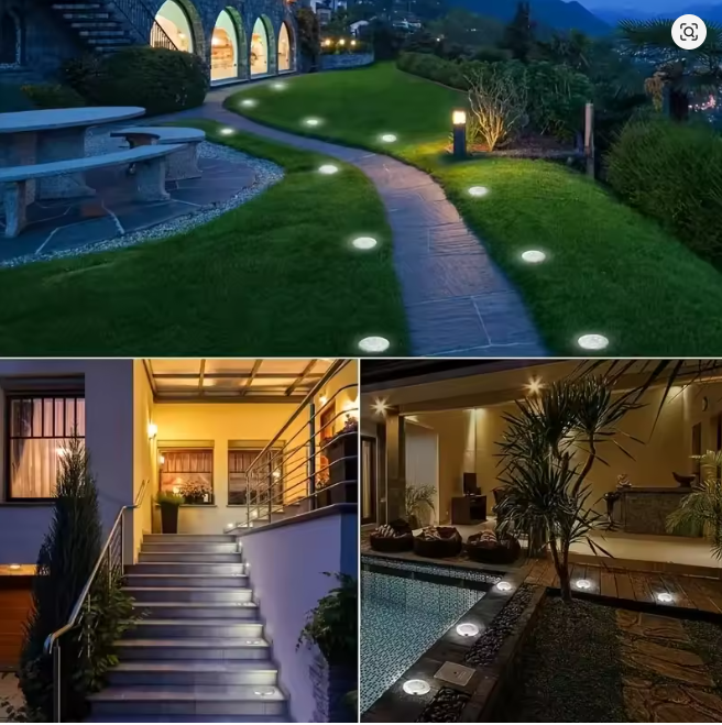 8 Pcs LED Solar Disk Light